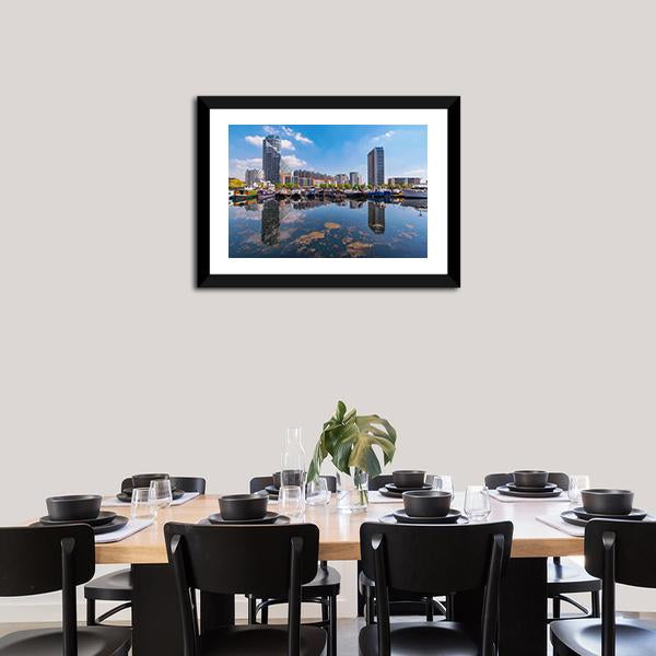 Blackwall Basin Riverside Canvas Wall Art-3 Horizontal-Gallery Wrap-25" x 16"-Tiaracle