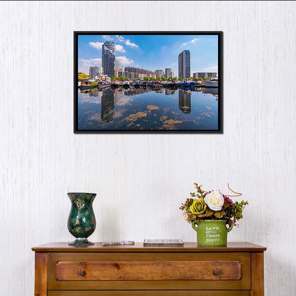 Blackwall Basin Riverside Canvas Wall Art-1 Piece-Floating Frame-24" x 16"-Tiaracle