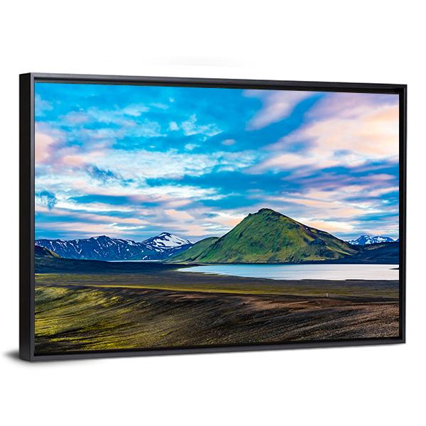 Blahylur Lake In Iceland Canvas Wall Art-3 Horizontal-Gallery Wrap-25" x 16"-Tiaracle