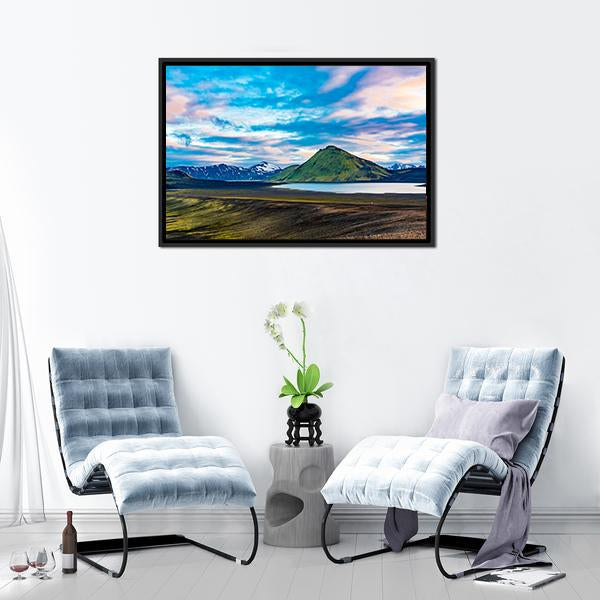 Blahylur Lake In Iceland Canvas Wall Art-3 Horizontal-Gallery Wrap-25" x 16"-Tiaracle