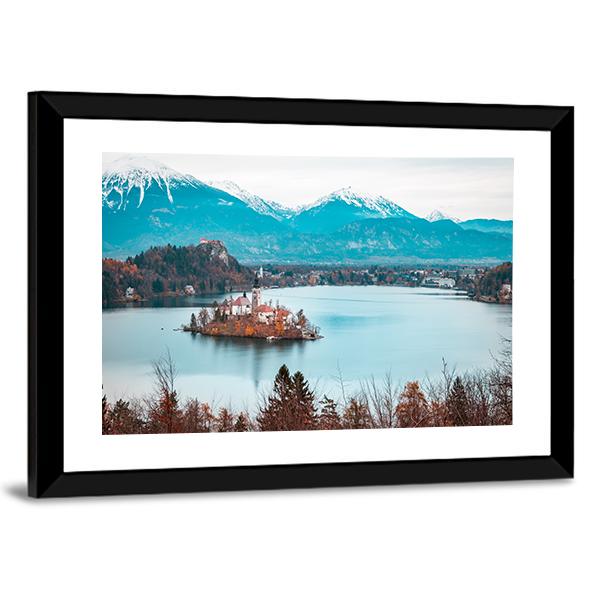 Bled Castle With Lake Canvas Wall Art-5 Horizontal-Gallery Wrap-22" x 12"-Tiaracle