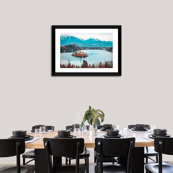 Bled Castle With Lake Canvas Wall Art-5 Horizontal-Gallery Wrap-22" x 12"-Tiaracle