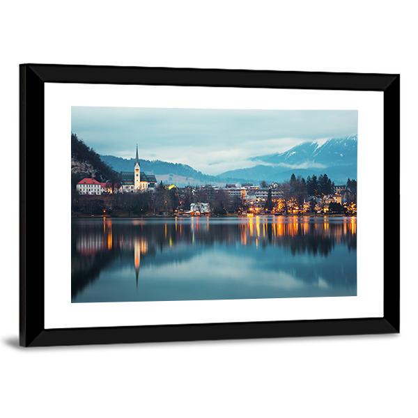 Bled Lake At Dusk Canvas Wall Art-3 Horizontal-Gallery Wrap-25" x 16"-Tiaracle