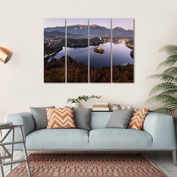Bled Lake At Dusk Slovenia Canvas Wall Art-4 Horizontal-Gallery Wrap-34" x 24"-Tiaracle