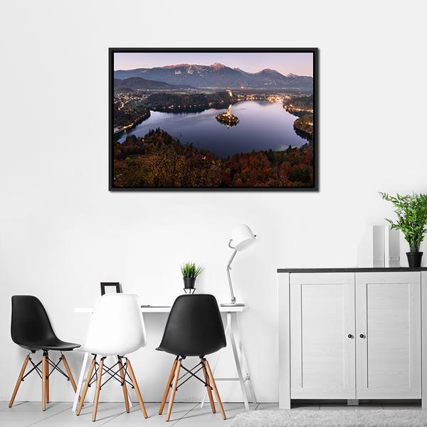 Bled Lake At Dusk Slovenia Canvas Wall Art-3 Horizontal-Gallery Wrap-25" x 16"-Tiaracle