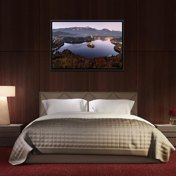 Bled Lake At Dusk Slovenia Canvas Wall Art-3 Horizontal-Gallery Wrap-25" x 16"-Tiaracle