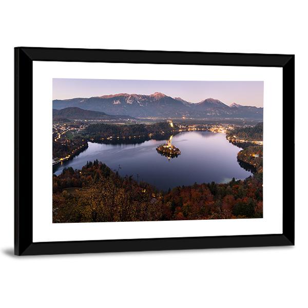 Bled Lake At Dusk Slovenia Canvas Wall Art-3 Horizontal-Gallery Wrap-25" x 16"-Tiaracle
