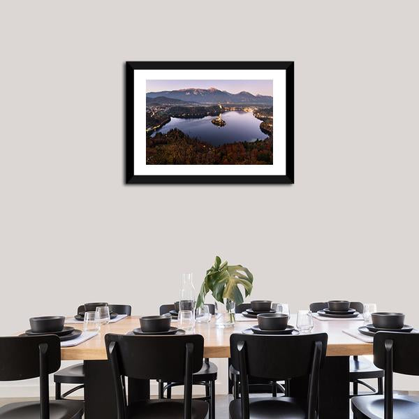 Bled Lake At Dusk Slovenia Canvas Wall Art-3 Horizontal-Gallery Wrap-25" x 16"-Tiaracle