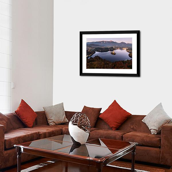 Bled Lake At Dusk Slovenia Canvas Wall Art-3 Horizontal-Gallery Wrap-25" x 16"-Tiaracle