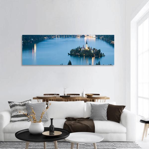 Bled Lake In Julian Alps Slovenia Panoramic Canvas Wall Art-1 Piece-36" x 12"-Tiaracle