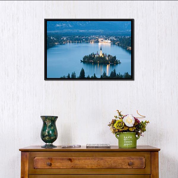 Bled Lake In Julian Alps Slovenia Panoramic Canvas Wall Art-1 Piece-36" x 12"-Tiaracle