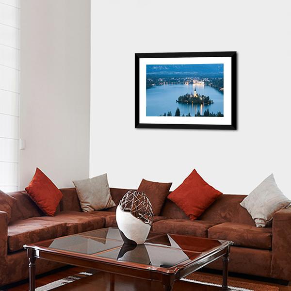Bled Lake In Julian Alps Slovenia Panoramic Canvas Wall Art-1 Piece-36" x 12"-Tiaracle
