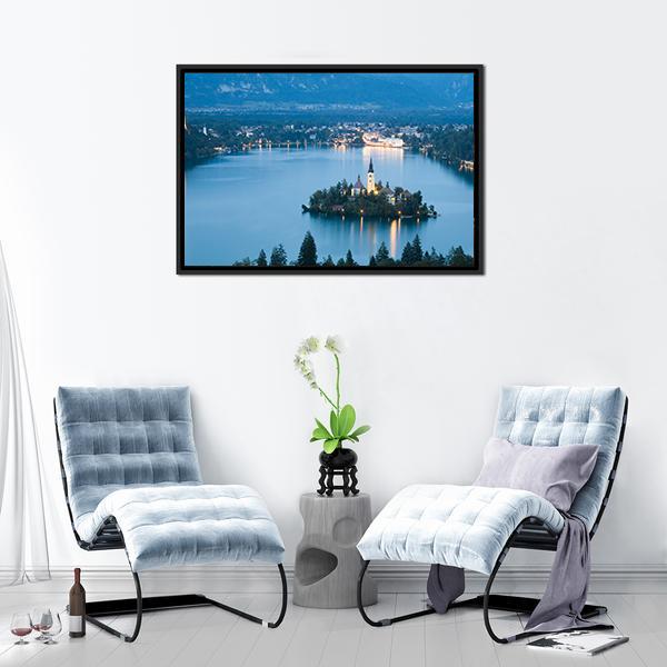 Bled Lake In Julian Alps Slovenia Panoramic Canvas Wall Art-1 Piece-36" x 12"-Tiaracle