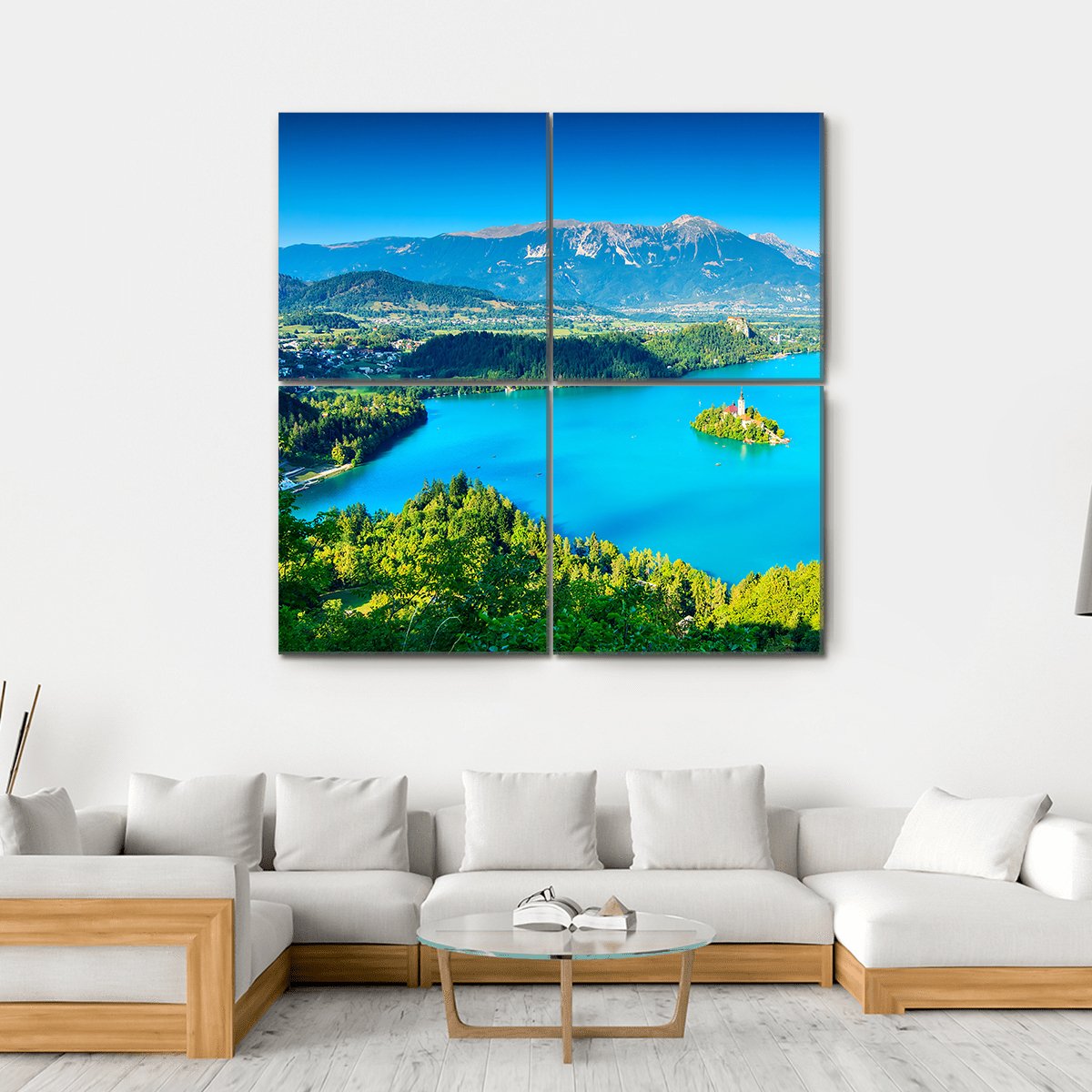 Bled Lake Slovenia Canvas Wall Art-4 Square-Gallery Wrap-17" x 17"-Tiaracle