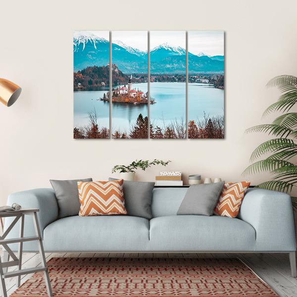 Bled Castle With Lake Canvas Wall Art-1 Piece-Gallery Wrap-36" x 24"-Tiaracle