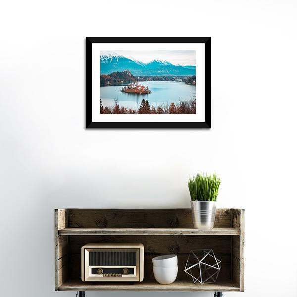 Bled Castle With Lake Canvas Wall Art-1 Piece-Framed Print-20" x 16"-Tiaracle