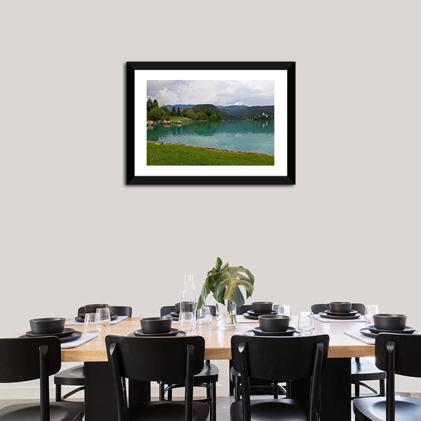 Bled Lake With Church Canvas Wall Art-3 Horizontal-Gallery Wrap-25" x 16"-Tiaracle