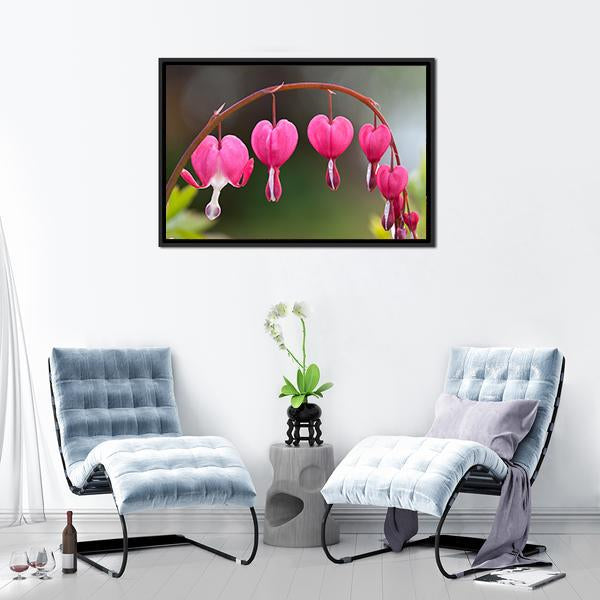 Bleeding Heart Flowers Canvas Wall Art-5 Horizontal-Gallery Wrap-22" x 12"-Tiaracle