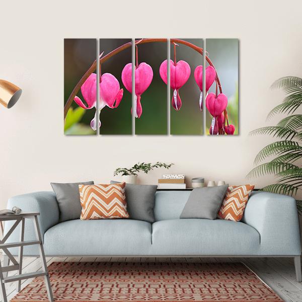 Bleeding Heart Flowers Canvas Wall Art-5 Horizontal-Gallery Wrap-22" x 12"-Tiaracle