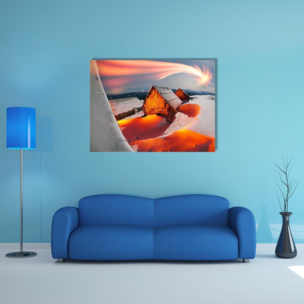 Blizzard Covered Alpine Fields Canvas Wall Art-1 Piece-Gallery Wrap-48" x 32"-Tiaracle