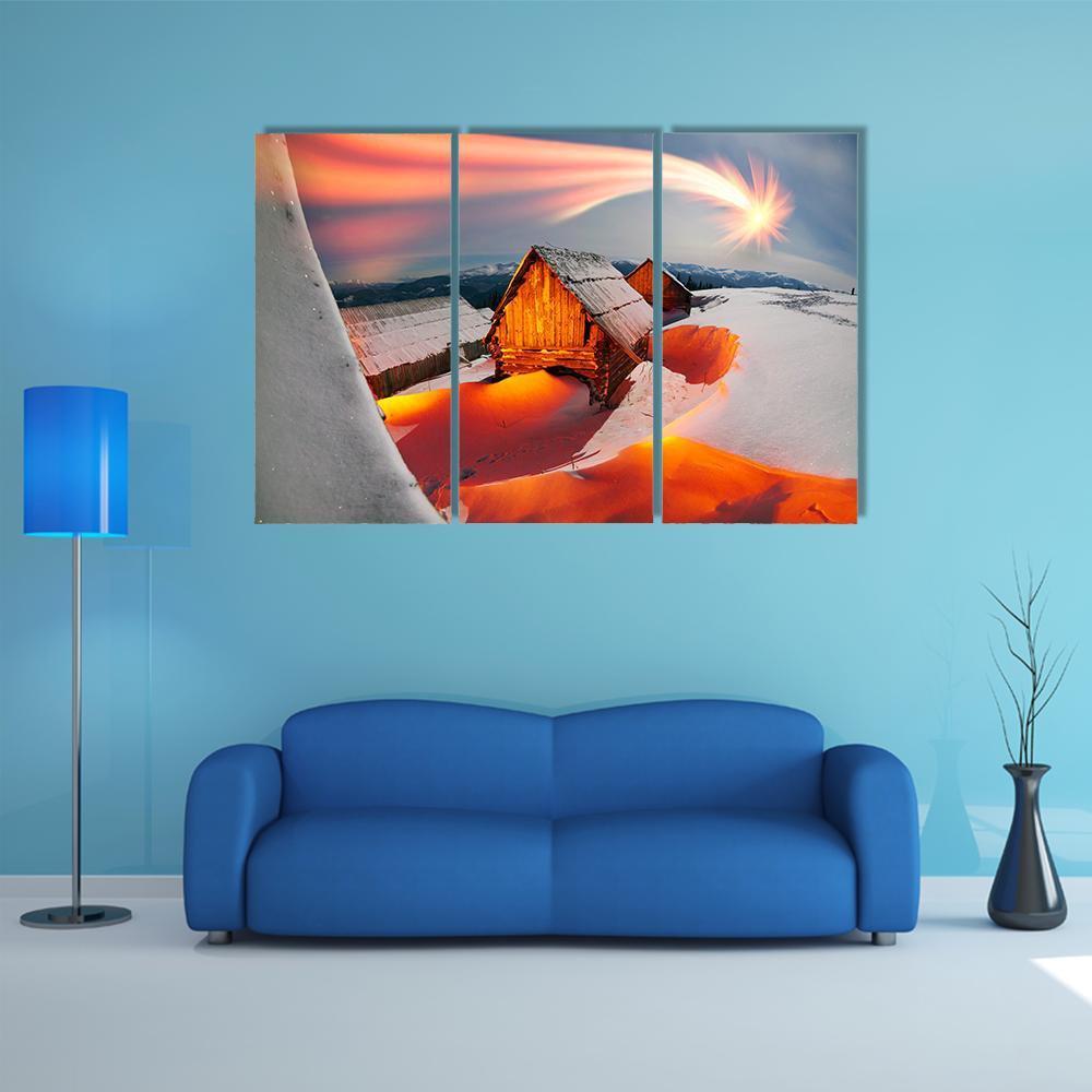 Blizzard Covered Alpine Fields Canvas Wall Art-3 Horizontal-Gallery Wrap-37" x 24"-Tiaracle