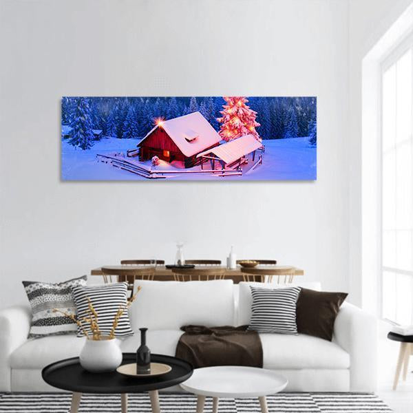 Alpine Fields In Winter Panoramic Canvas Wall Art-3 Piece-25" x 08"-Tiaracle