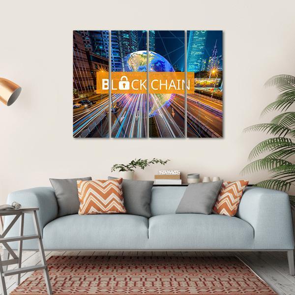 Concept Of Blockchain Canvas Wall Art-4 Horizontal-Gallery Wrap-34" x 24"-Tiaracle