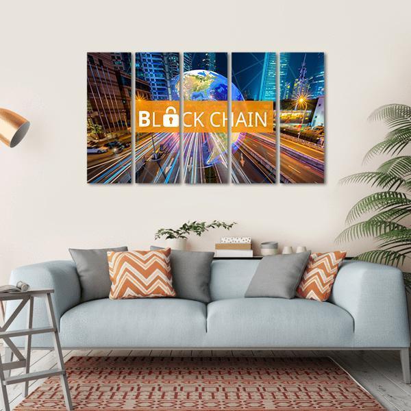 Concept Of Blockchain Canvas Wall Art-5 Horizontal-Gallery Wrap-22" x 12"-Tiaracle