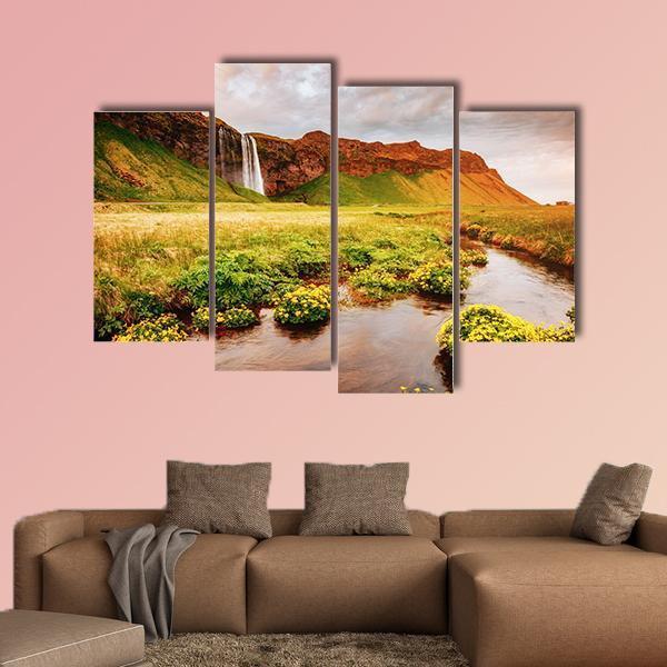 Blooming Green Field Canvas Wall Art-4 Pop-Gallery Wrap-50" x 32"-Tiaracle