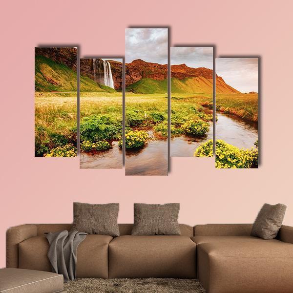 Blooming Green Field Canvas Wall Art-5 Pop-Gallery Wrap-47" x 32"-Tiaracle