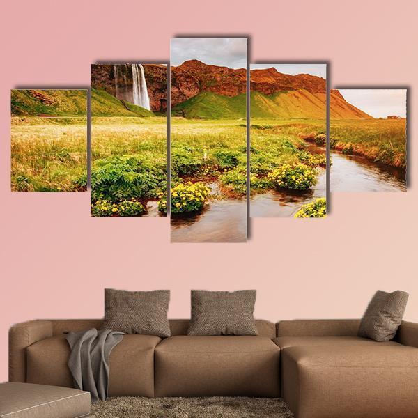 Blooming Green Field Canvas Wall Art-5 Star-Gallery Wrap-62" x 32"-Tiaracle