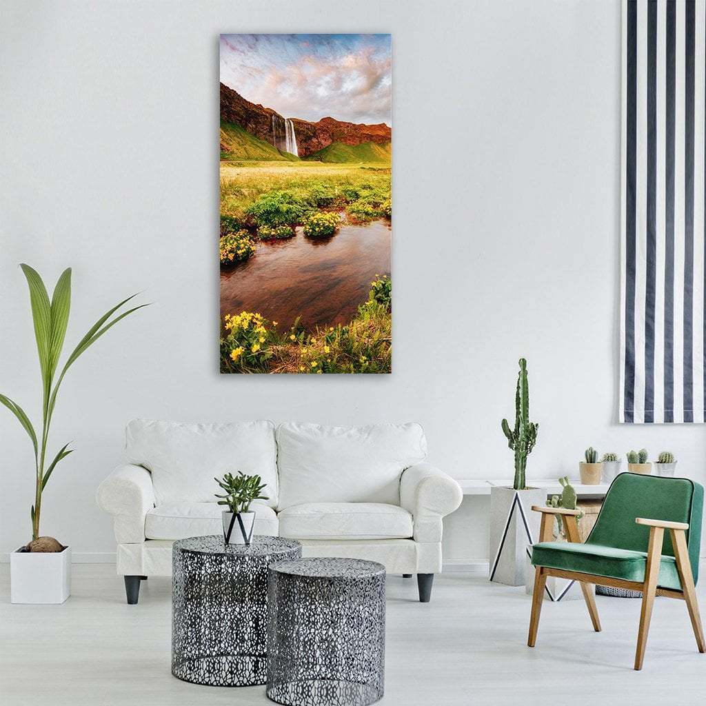 Blooming Green Field Vertical Canvas Wall Art-3 Vertical-Gallery Wrap-12" x 25"-Tiaracle