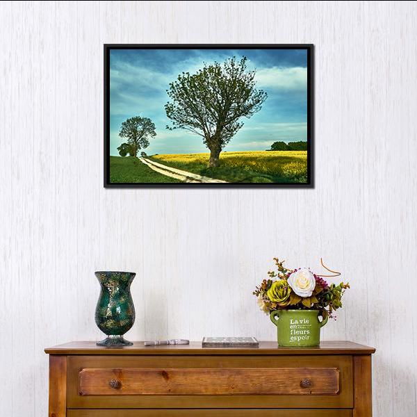 Blooming Rapeseed Poland Canvas Wall Art-1 Piece-Floating Frame-24" x 16"-Tiaracle