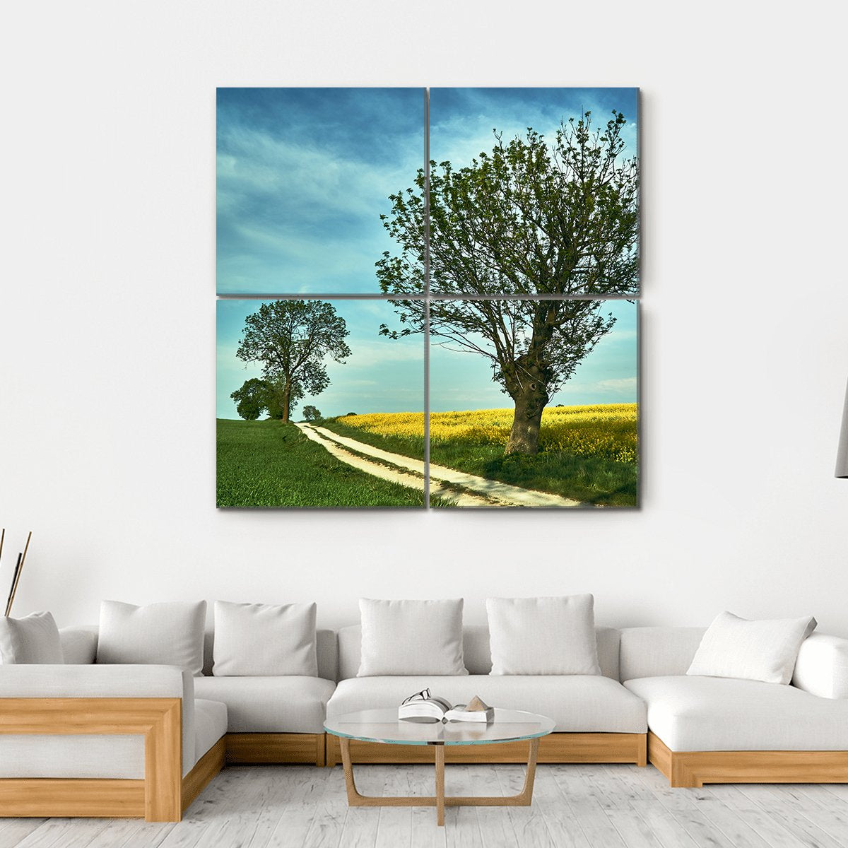 Blooming Rapeseed Poland Canvas Wall Art-4 Square-Gallery Wrap-17" x 17"-Tiaracle