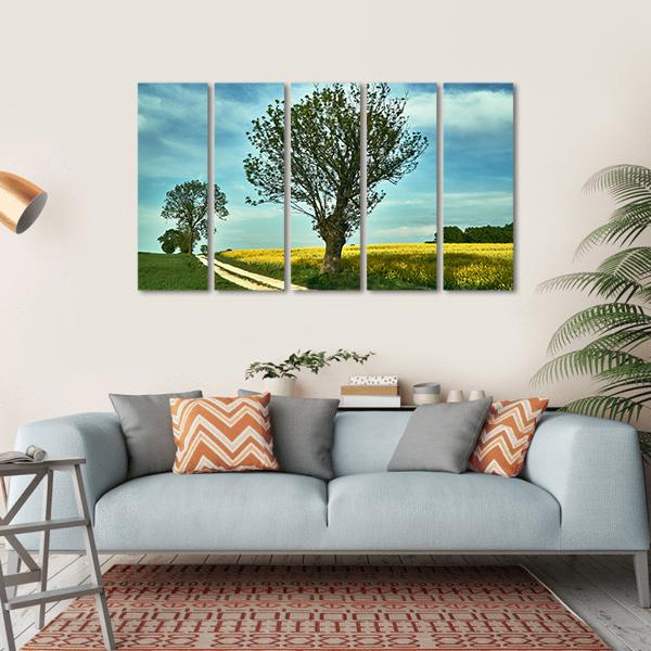Blooming Rapeseed Poland Canvas Wall Art-5 Horizontal-Gallery Wrap-22" x 12"-Tiaracle