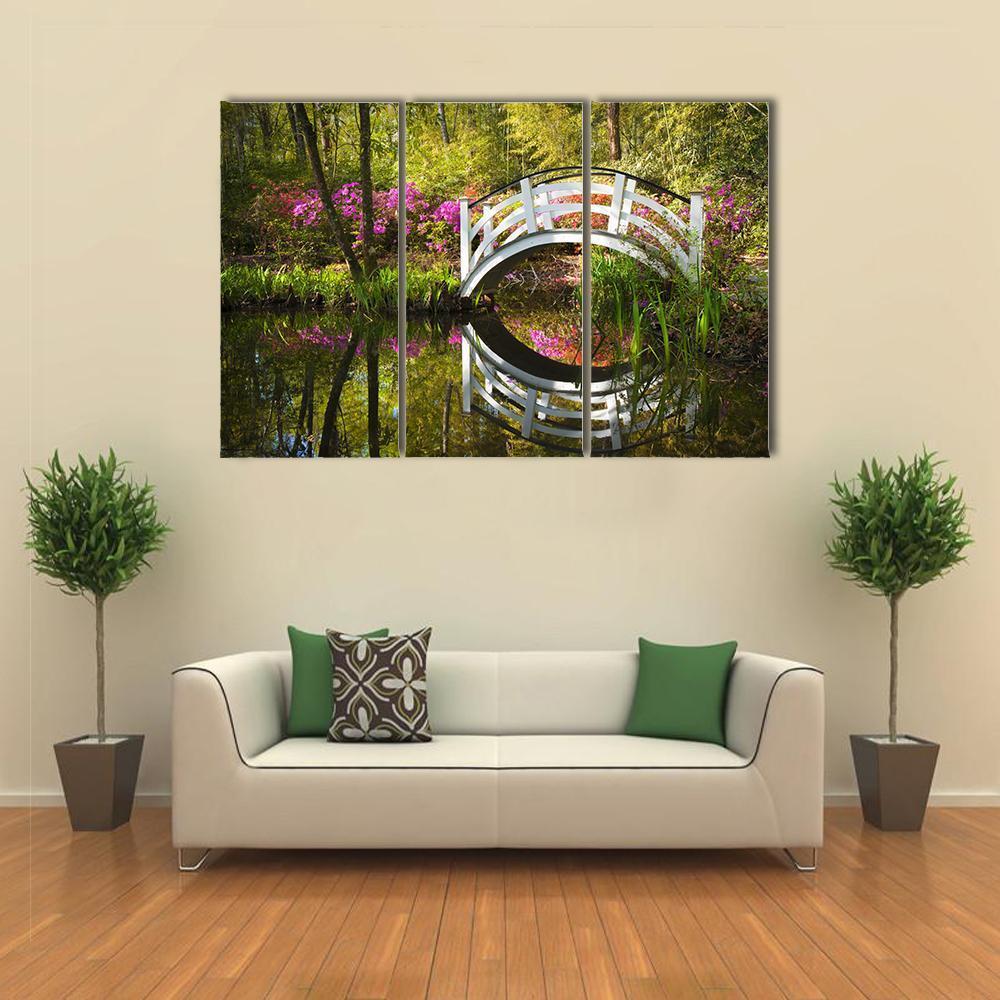 Garden Nature Pond Canvas Wall Art-3 Horizontal-Gallery Wrap-37" x 24"-Tiaracle