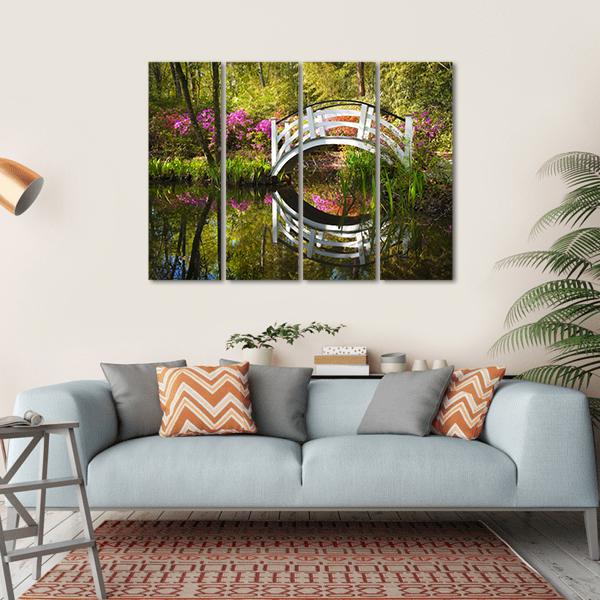 Garden Nature Pond Canvas Wall Art-4 Horizontal-Gallery Wrap-34" x 24"-Tiaracle