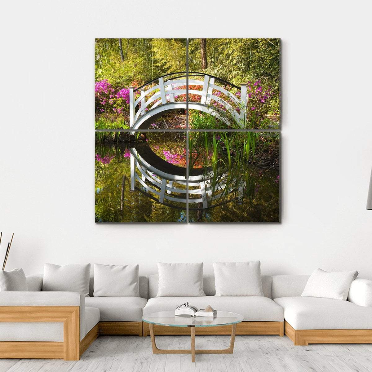 Garden Nature Pond Canvas Wall Art-4 Square-Gallery Wrap-17" x 17"-Tiaracle