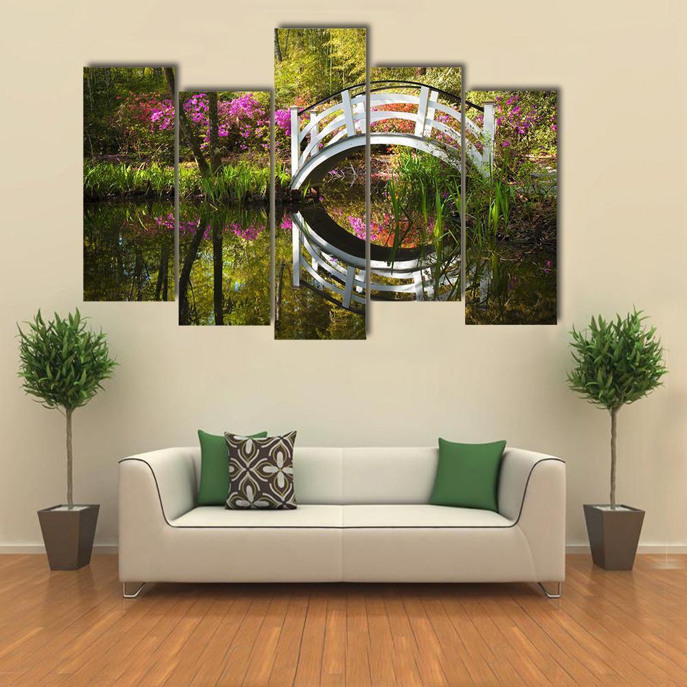 Garden Nature Pond Canvas Wall Art-5 Pop-Gallery Wrap-47" x 32"-Tiaracle