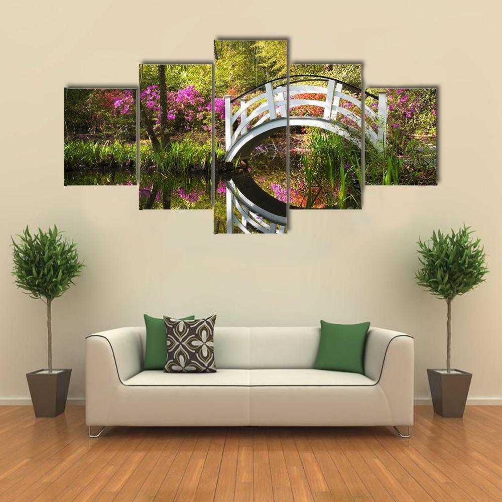 Garden Nature Pond Canvas Wall Art-5 Star-Gallery Wrap-62" x 32"-Tiaracle