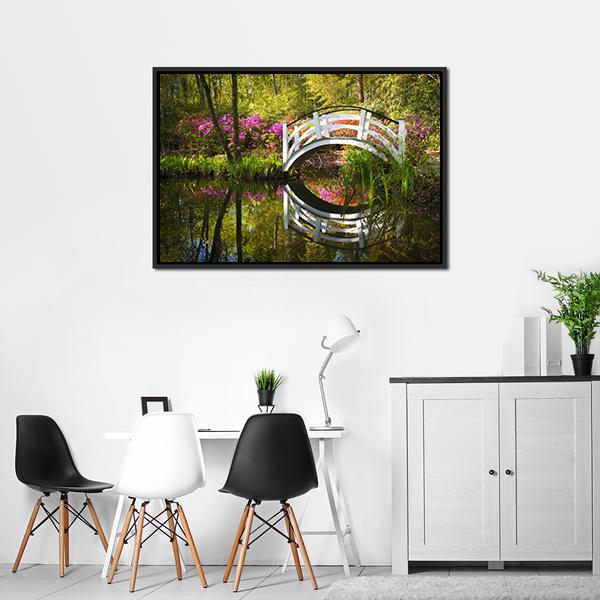 Garden Nature Pond Canvas Wall Art-3 Horizontal-Gallery Wrap-25" x 16"-Tiaracle