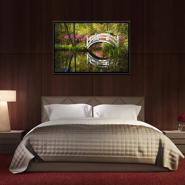 Garden Nature Pond Canvas Wall Art-3 Horizontal-Gallery Wrap-25" x 16"-Tiaracle