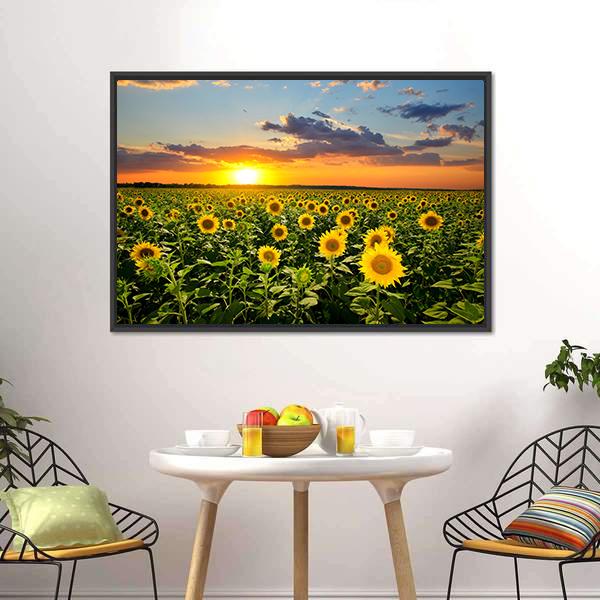 Blooming Sunflowers Canvas Wall Art-3 Horizontal-Gallery Wrap-25" x 16"-Tiaracle