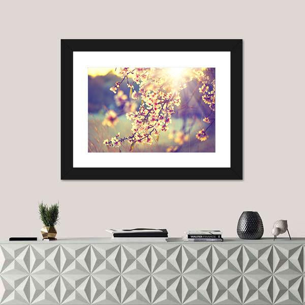 Blooming Tree &amp; Sun Flare Canvas Wall Art-1 Piece-Framed Print-20" x 16"-Tiaracle