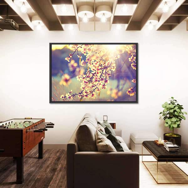 Blooming Tree &amp; Sun Flare Canvas Wall Art-3 Horizontal-Gallery Wrap-25" x 16"-Tiaracle
