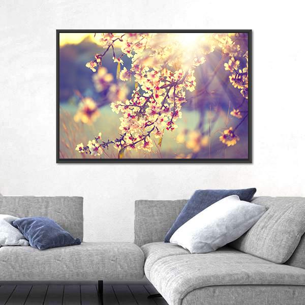 Blooming Tree &amp; Sun Flare Canvas Wall Art-3 Horizontal-Gallery Wrap-25" x 16"-Tiaracle
