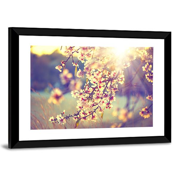 Blooming Tree &amp; Sun Flare Canvas Wall Art-3 Horizontal-Gallery Wrap-25" x 16"-Tiaracle