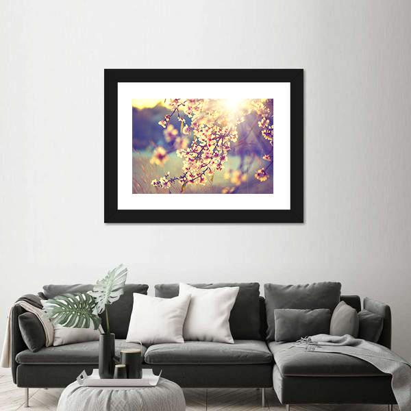 Blooming Tree &amp; Sun Flare Canvas Wall Art-3 Horizontal-Gallery Wrap-25" x 16"-Tiaracle