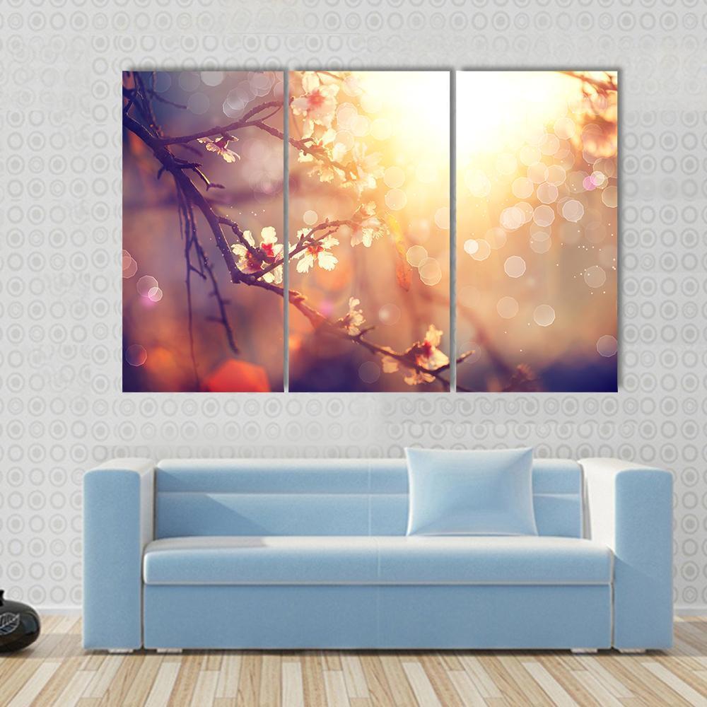 Blooming Tree With Sunlight Canvas Wall Art-5 Pop-Gallery Wrap-47" x 32"-Tiaracle