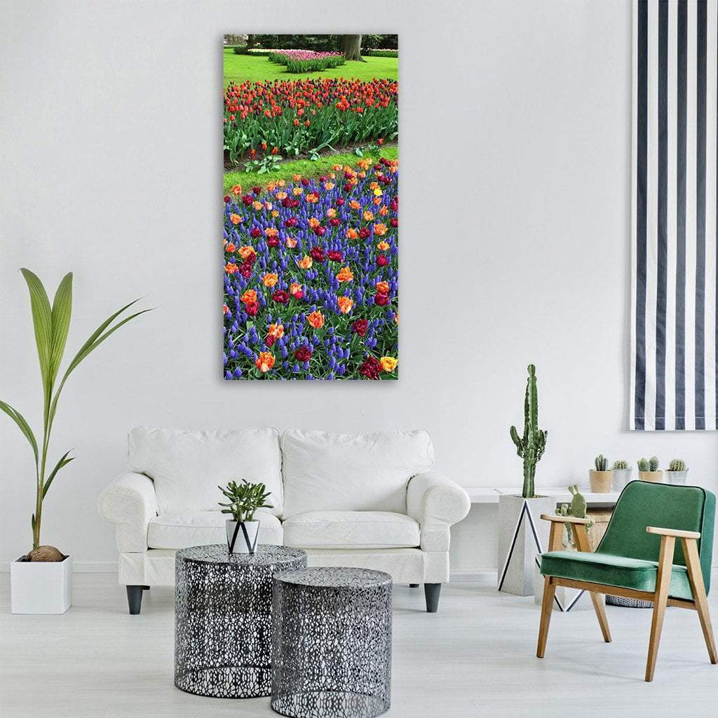 Blossom Colorful Field Vertical Canvas Wall Art-3 Vertical-Gallery Wrap-12" x 25"-Tiaracle